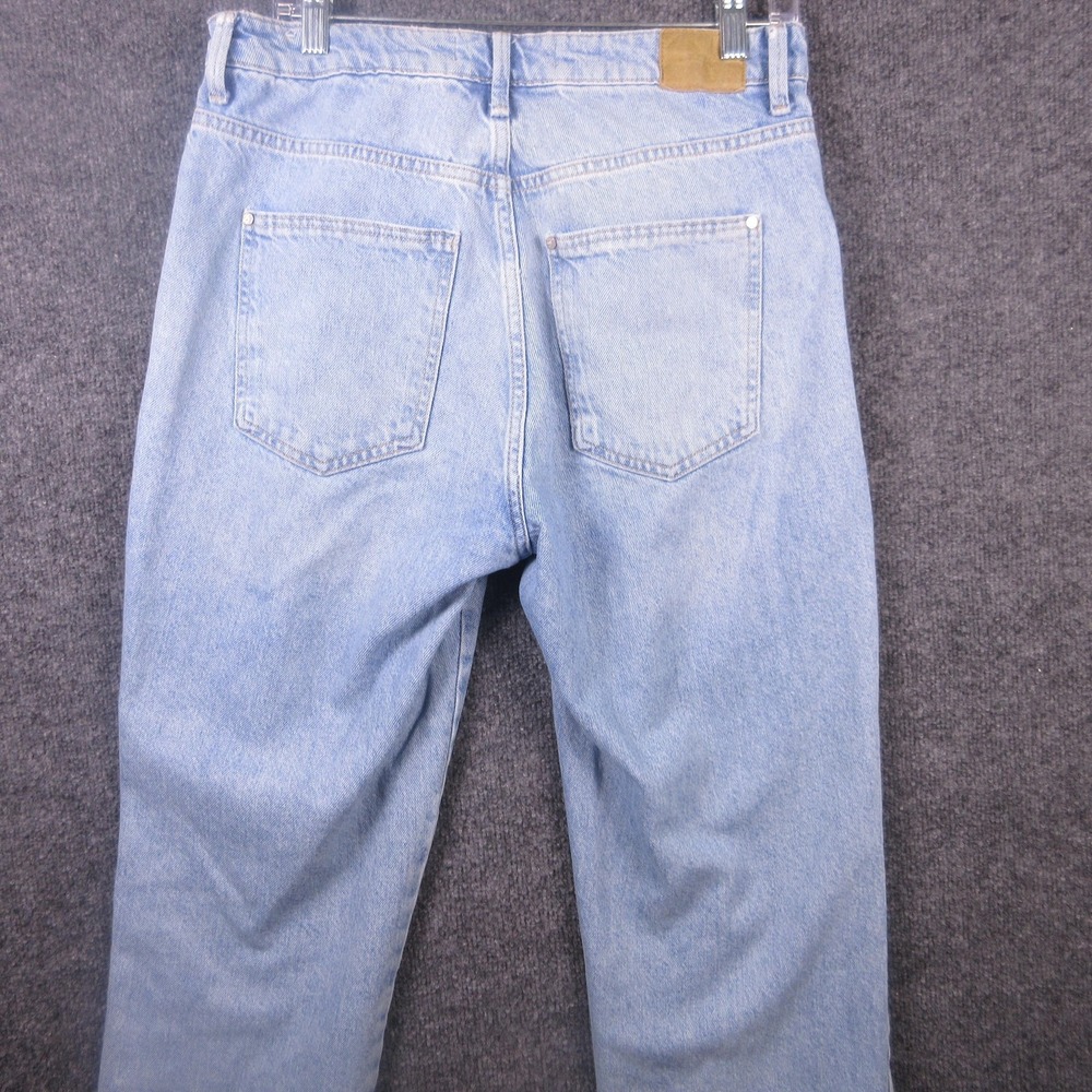 Zara Jeans Womens 10‎ Blue Mom Relaxed Fit Denim Light Wash Raw Hem High Rise - Picture 2 of 10